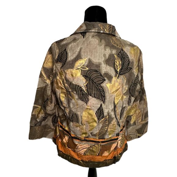 Coldwater Creek Green & Orange Zip Up Jacket, Size 14, Pre-Owned - Picture 4 of 7